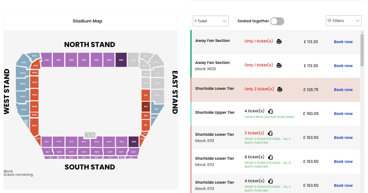 a vast variety ticket selection in the footballticketpad website
