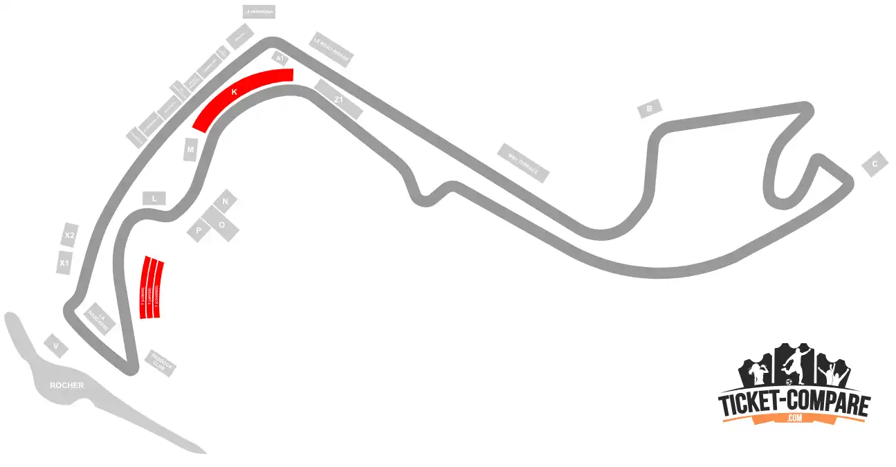 Screenshot of Monte Carlo Circuit seating plan with T and K stands highlighted